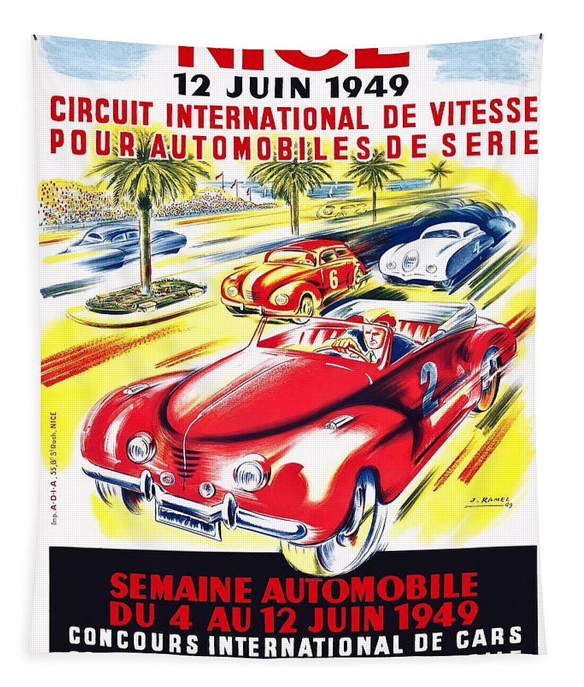 1949 Nice International Circuit France Automobile Motor Art Deco Poster
